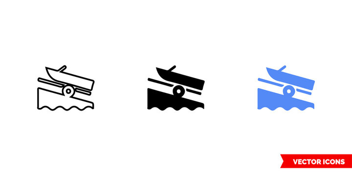 Map symbol boat launch icon of 3 types color, black and white, outline. Isolated vector sign symbol.