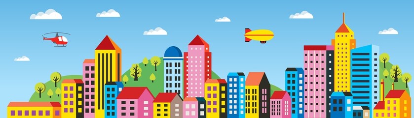 Silhouette of city structure downtown urban modern street