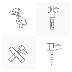 Set of Ruler tools icon vector, Engineering simple icon template, Illustration