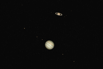 Jupiter and Saturn conjunction. The greatest astronomical phenomenon over hundreds of years. © lukszczepanski