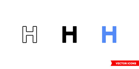 Map symbol hospital icon of 3 types color, black and white, outline. Isolated vector sign symbol.