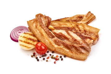 Grilled pork belly, isolated on white background