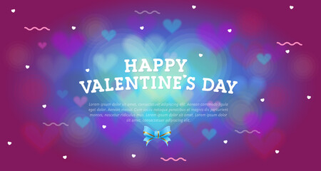 Web banner Happy Valentine's Day, on a pink background with hearts and place under the text. Declaration of love, invitation, poster for the holiday. Vector, illustration