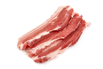 Raw bacon steaks, isolated on white background