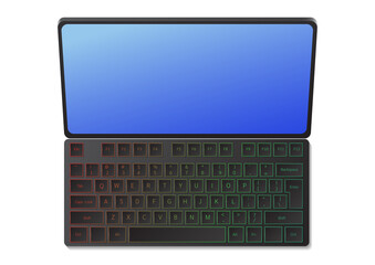 Tablet and keyboard top view