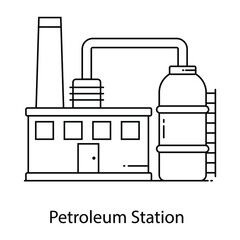 
Petroleum station flat outline icon, service station
