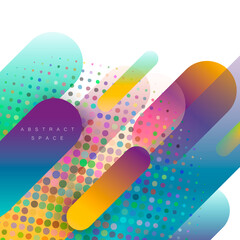 Abstract minimalistic vector poster. Simple design template of geometric placard. Concept with rounded line and halftone