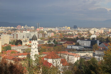 Fototapeta premium City of Ljubljana, capitol of Slovenia, Europe.