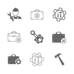 Set of Technical icon vector, Engineering simple icon template, Creative Setting icon design, Illustration