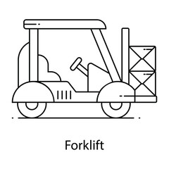 
Construction vehicle, flat outline icon of forklift 

