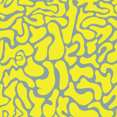 Irregular geometric elements in colors of the year 2021 grey and yellow. Seamless retro drawing all over.