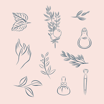 wellness spa icons symbols isolated selfcare