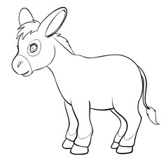 sketch of a cute character colt, coloring book, cartoon illustration, isolated object on white background, vector illustration,
