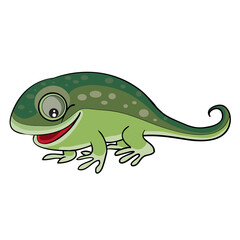 cute green chameleon character, cartoon illustration, isolated object on white background, vector illustration,