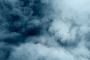Blue and grey smog, steam or fog as texture, foggy background