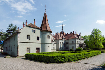 Fototapeta na wymiar Ancient Schoenborns castle in summer day.
