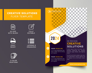Creative solution  flyer template. Corporate business solutions flyer template. Creative flyer template 2021.