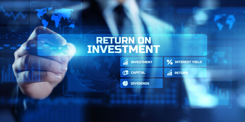 ROI Return on investment Financial trading Business concept.