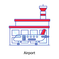 
Airport flat outline icon, landing field, landing place, 

