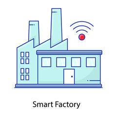 
Production place, flat outline icon of smart factory 
