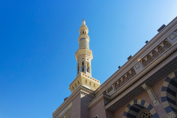 Exterior Design Tower of Nabawi Mosque (Prophet's Mosque), Medina. Masjid Nabawi