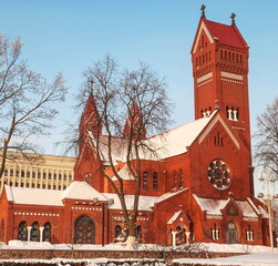 Obraz premium Church of St. Simeon and St. Helena (Red Church) in Minsk
