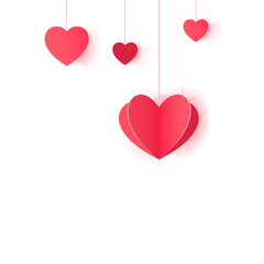 Hanging paper hearts clip art for design and decor.