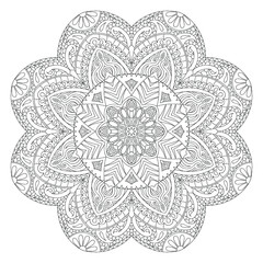 Mandala coloring book page for kids and adults. Zentangle style Design Pattern Element.
