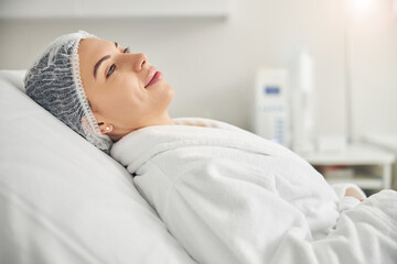 Woman patient waiting for a beauty procedure
