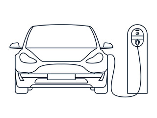 Charging an electric car at an EV charging station