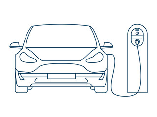 Charging an electric car at an EV charging station