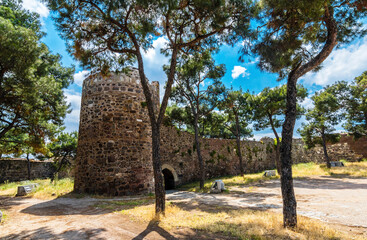 Kadifekale Castle view in Izmir City