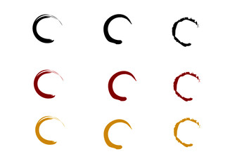 Obraz premium 書道 3色の円の和柄 素材（黒色、赤色、金色）