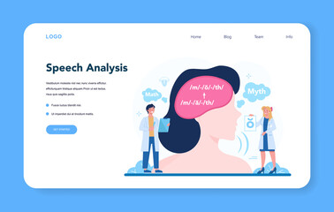 Speech therapist web banner or landing page. Didactic correction