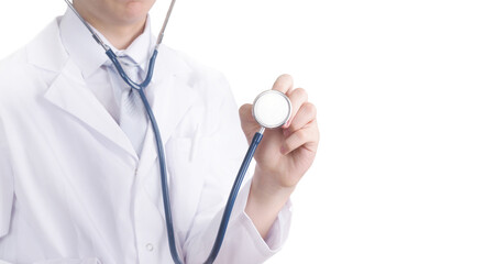 Medicine doctor with stethoscope in hand . Healthcare And Medicine concept.