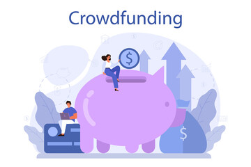 Crowdfunding concept. Financial support of new business