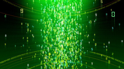 Cloud Server Big Data AI Stream Digital Network Technology 3D illustration.