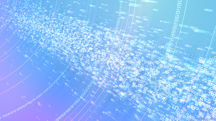 Cloud Server Big Data AI Stream Digital Network Technology 3D illustration.