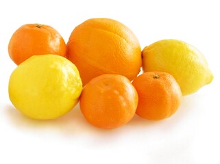 tasty,juicy lemons and oranges close up