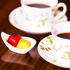 チョコレート　ハート型　コーヒー　【バレンタイン】