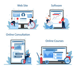 Process optimization online service or platform set. Idea of business