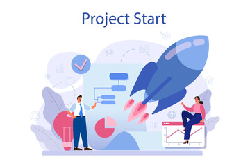 Project start concept. Start up business development idea. - obrazy, fototapety, plakaty