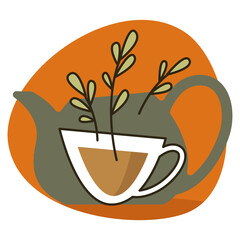 Herbal organic and natural tea, label or emblem
