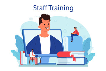 Staff training concept. Business personnel management and empolyee instruction