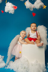 Two young angel children on Valentine's Day