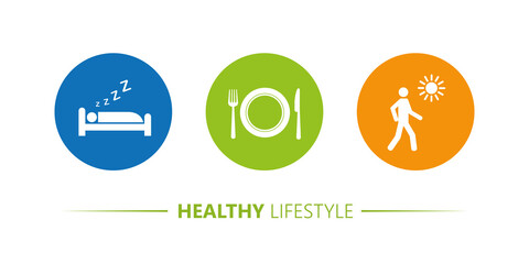 healthy lifestyle icons sleep yoga sport pictogram vector illustration EPS10