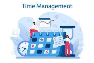Fototapeta na wymiar Time management concept. Business people work time