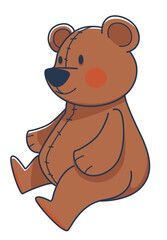 Plush teddy bear, toy with red cheeks vector