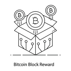 
Bitcoin coming out of the box representing bitcoin block reward 
