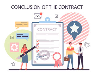 Project management concept. Conclusion of the contract.